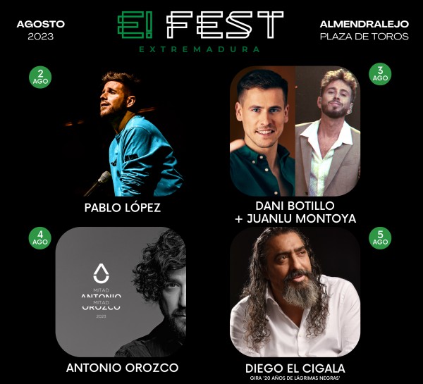 La primera edición de E! Fest Extremadura se celebrará en Almendralejo del 2 al 5 de agosto
