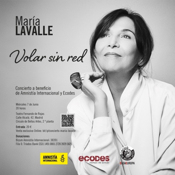 María Lavalle dará un concierto a beneficio de Amnistía Internacional y Ecodes en Madrid